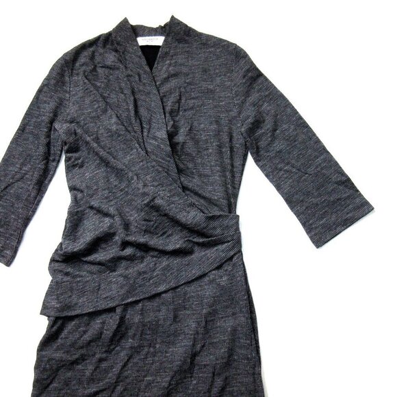 NWT MM. Lafleur Casey in Grey Black Houndstooth Ruched Faux Wrap Jersey Dress XL - Picture 2 of 5